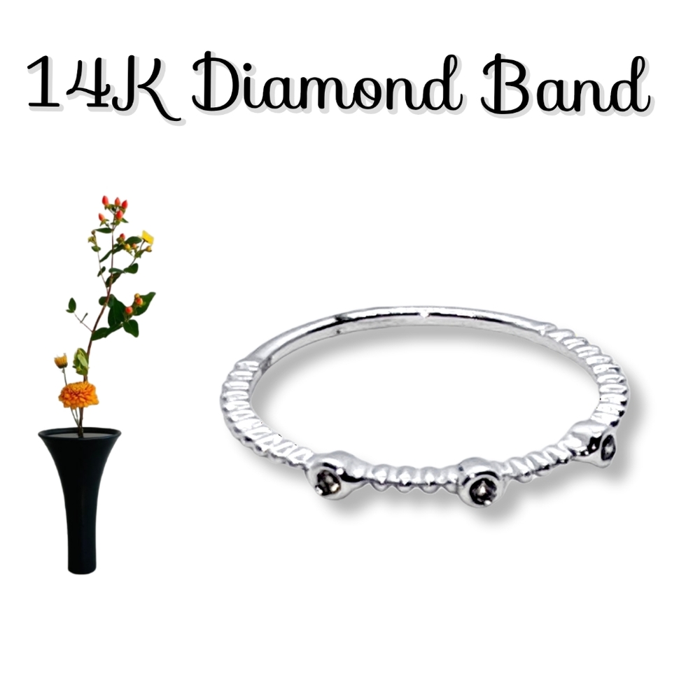 14K White Gold Diamond Band